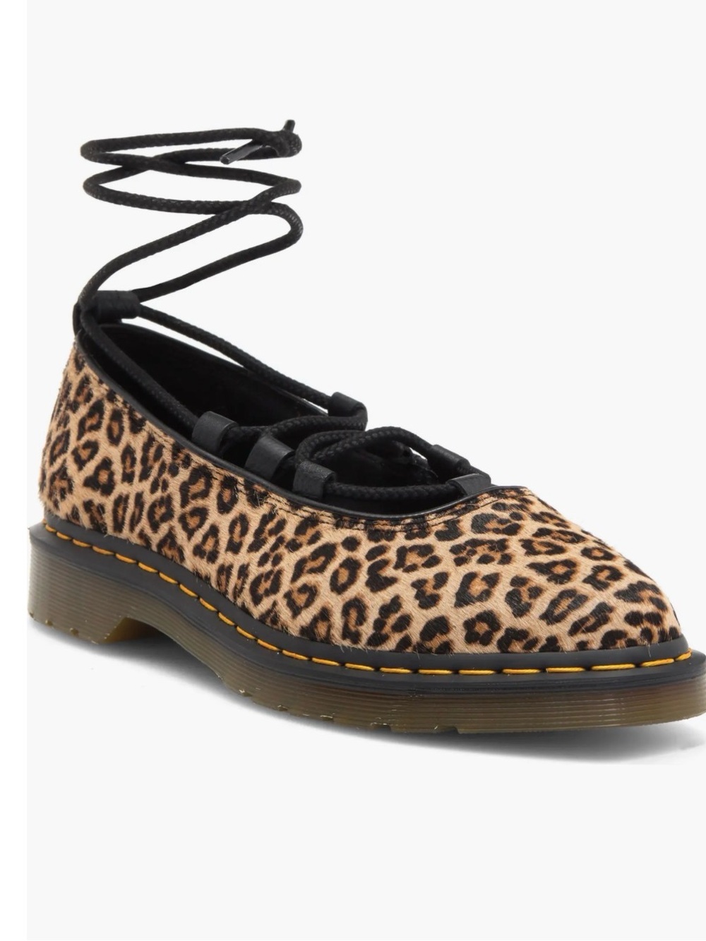 Dr. Martens Leopard Print Lace-Up Ballet Flat - Tan/Black